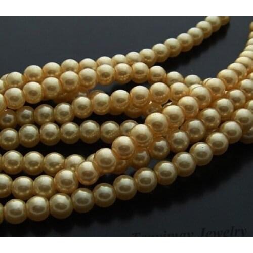 Wholesale 6mm Gold Glass Imitation Pearls, Cheap Imitation Pearl Finding Free Shipping