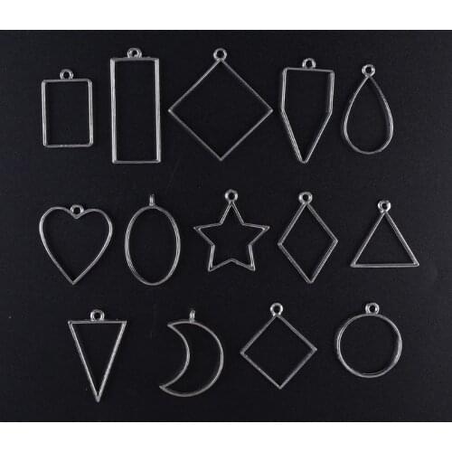 14 Pcs/set New DIY Alloy Geometry Epoxy Border Pendant Jewelry Making Accessories Frame