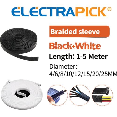 Dropship 1/5/10/50/M Black Insulated Braid Sleeving 2/4/6/8/10/12/15/20/25mm Tight PET Wire Cable Gland Protection Cable Sleeve