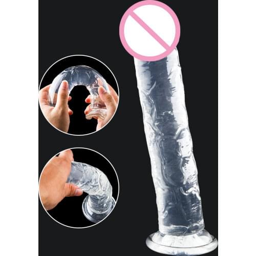 Realistic dildo woman soft jelly suction cup penis anal butt plug crystal dildo adult sex toy without vibrator