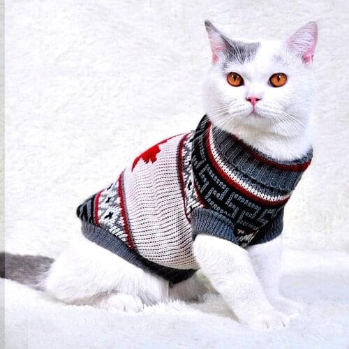 Christmas Cat Dog Sweater Pullover Winter Dog Clothes for Small Dogs Chihuahua Yorkies Puppy Jacket Hairless Cat Clothing