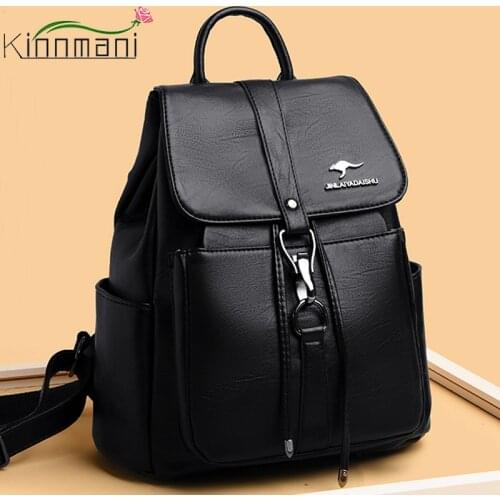 KINNMANI 2021 Classic Style Backpack For Women High Quality Leather Luxury Designer Ladies Back Packs Large Capacity School Bags