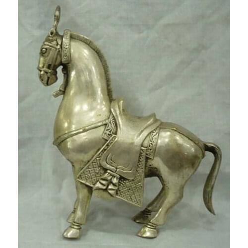 Collectable Tibet silver featurely horse statue Free shipping
