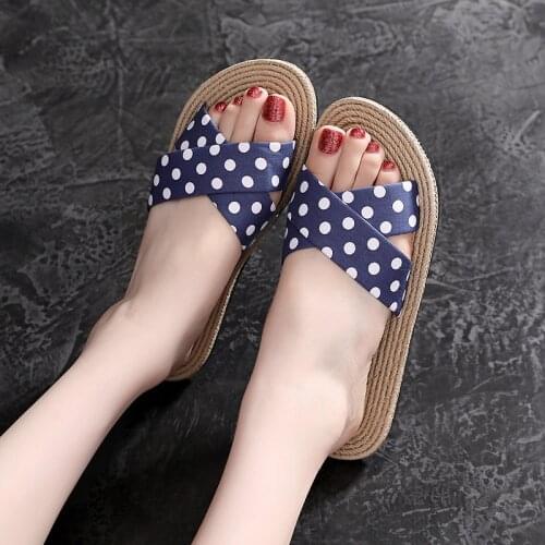 2020 Brand Slippers Female Outside Wear 2020 All-match Polka Dot Sandals Woman Flat Casual Summer Beach Flip Flops Shoes