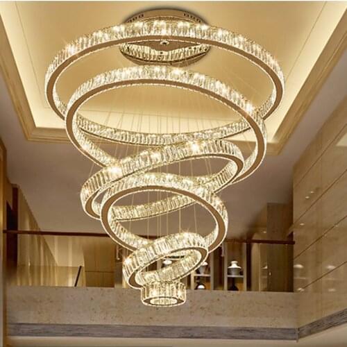 2021 NEW Luxury Modern Chandelier Lighting Diamond Ring Large Stair Light LED Crystal Lamp Home Decoration Lighting Fixtures