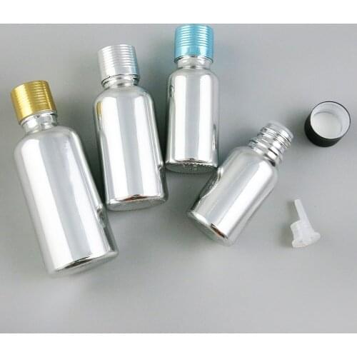 360 x 5ml 10ml 20ml 30ml 50ml 100ml Essential Oil Silver Plating Glass Bottle With Aluminum 4 Cap for Liquid Reagent Pipette