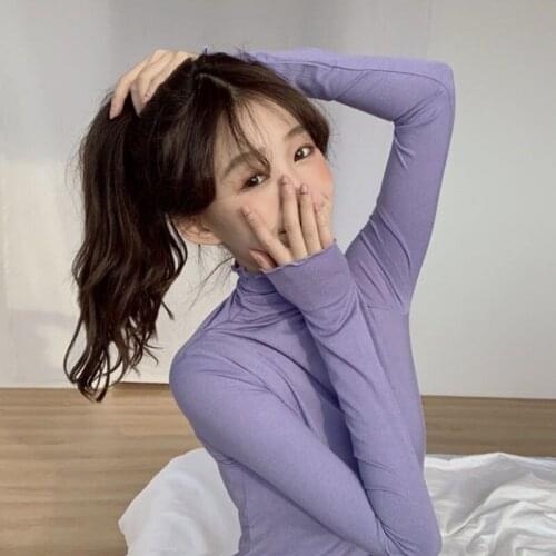 High collar bottomed shirt womens autumn and winter versatile long sleeve T-shirt warm inner top