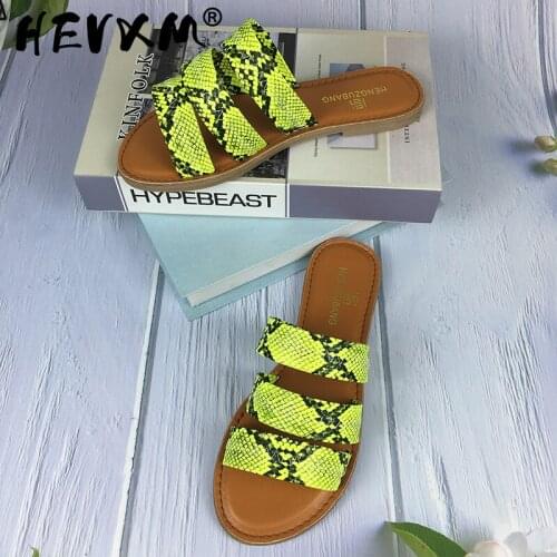 2021 Summer New Womens Flat Sandals Fashion Print Open Toe Outdoor Beach Slippers Multicolor Mixed Platform Shoes Plus Size 41