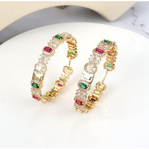 TIRIM Luxury Trendy Crystal Big Hoop Earrings For Women Cubic Zircon Banquet Nigeria Party Jewelry Wedding Prom Anniversary Gift