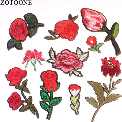 ZOTOON Epeony Rose Embroidered Iron on Patches for Clothing DIY Lily High Grade Accessories for Dress Custom Flowers Applique E