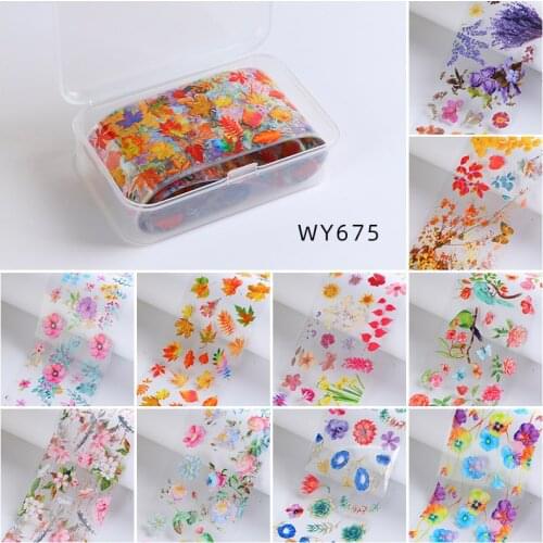 1 Box Holographic Nail Art Transfer Foil Sticker Maple Leaves Paper Wraps Adhesive Decals Nails Decoration Accessories