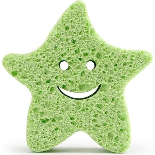 1pcs 4Colors Inafnt Supplies Baby Bathing Brush Bathroom Accessories Cartoon Animal Natural Wood Pulp Cotton Body Washing