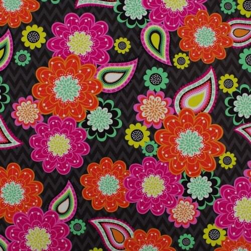 1 yard Cotton Woven Fabric for sewing pathwork, dress, cloth, bedding, hadmaking, Big Flowers, Paisley flower,Wave (width=140cm)
