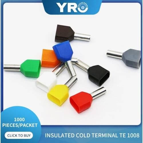 1000 pieces/packet TE1008 brass insulated cold pressed brass terminal wire connector