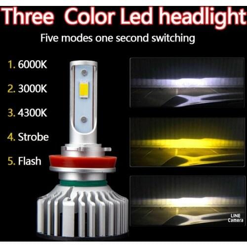 2 Pieces New T5 Trichromatic LED Towns Auto Fog Lamps Headlamps 12V Universal 60(W)