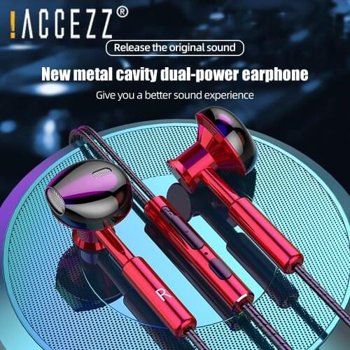 !ACCEZZ Metal 3.5mm Jack Wired Earphone With Mic Sport Music Earbuds Stereo Surround Earphone Wired Control Mobile Phone Headset