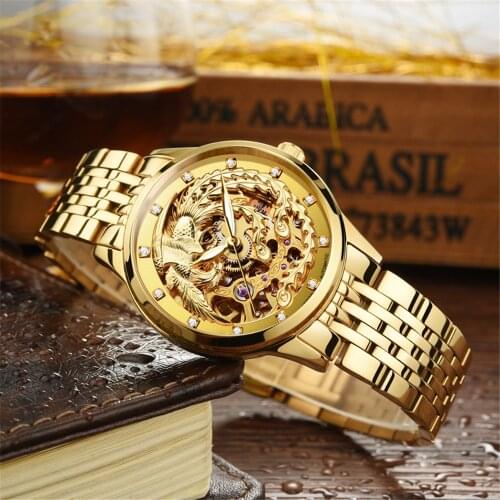 AESOP Relogio Feminino Golden Skeleton Tourbillon Watch Women Automatic Mechanical Sapphire Crystal Wrist Watch Female Clock