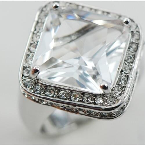 White Crystal Zircon 925 Sterling Silver Ring Size 6 7 8 9 10 F1009