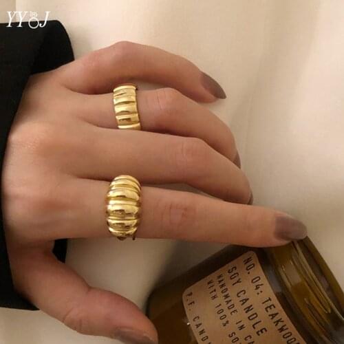 Croissant charlotte chunky bold gold ring for women stainless steel minimalism luxury brand fashion jewelry 2020 cool elegant