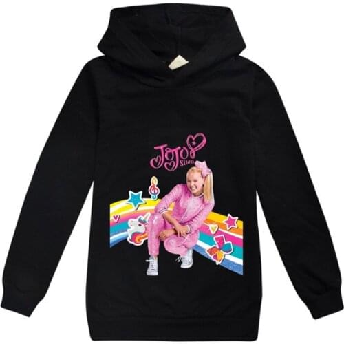 Kids Jojo Siwa Clothes Clildrens Autumn Winter 100% Cotton Warm Costumes Full Sleeve Hoodie Jacket Sweatshirt Tops for Girls