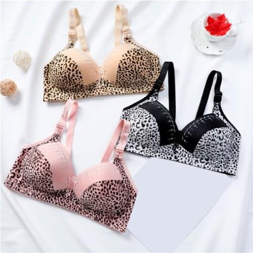 Women Wireless Bra Leopard Printed Bras Female Push Up Ajusted Brassiere Cup Underwear Lady Plus Size Bras Lingeries