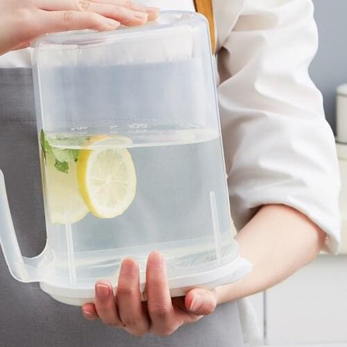 L38A Environmental PP Pitcher with Handle and Lid Handmade Water Jug for Hot and Cold Water Ice Lemon Tea and Juice Beverages