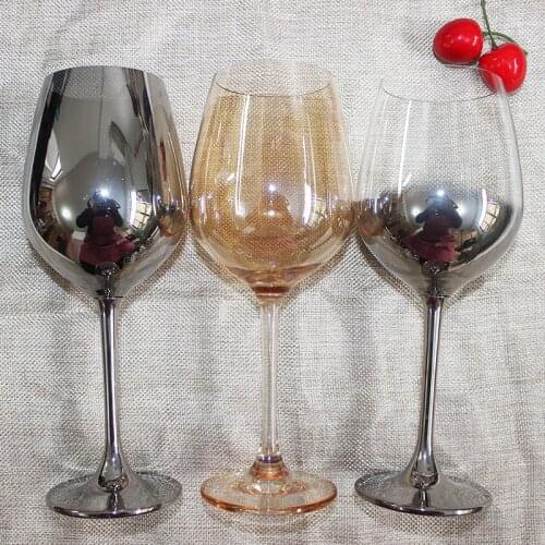 Europe Lead Free Galvanized Clear Crystal Wine Glass Silver / Gold Champagne Goblet Home Wedding Drinkware