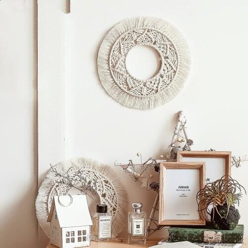 Round Mirror Macrame Wall Hanging Boho Decor Tapestry Home Decor Apartment,Dorm,Bedroom,Living Room,Nursery,Party Decorations