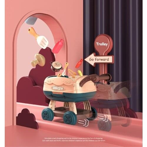 Play house toy girl imitation kitchen BBQ cart cooking childrens kitchenware boy shopping cart set