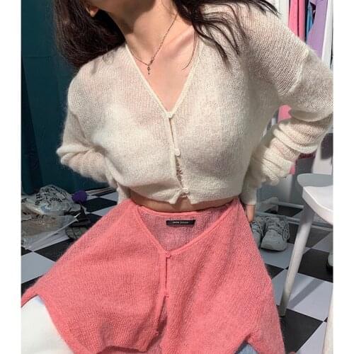 2021 new Sun protection cardigan For Women korean fashion Japanese cardigan temperament knitted womens mohair multicolor women