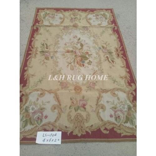 Free shipping 10K 4'X6' needlepoint rugs,100% New Zealand wool rugs floral design