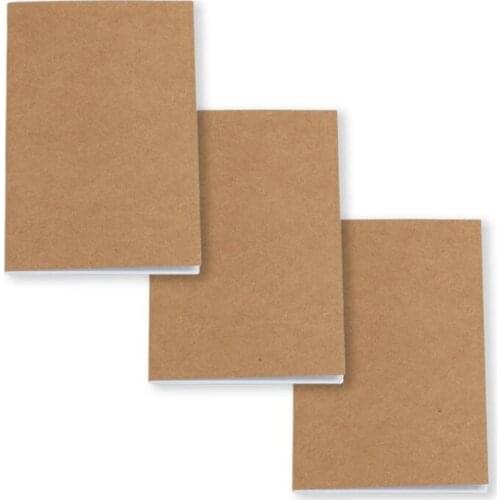 Kraft Notebook Unlined Blank Books Travel Journals for Students School Children Writing Books 8.8*15.5cm