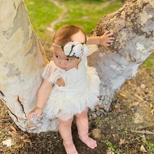 Cute Infant Girls Clothing Baby White Lace Rompers Toddler Infant Jumpsuits Ruffle Romper Headband Baby Birthday Party Outfits