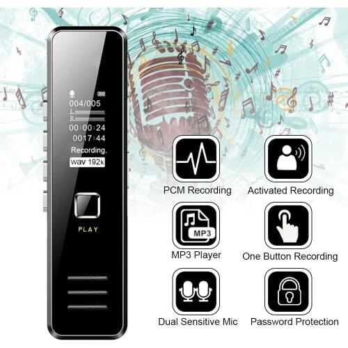 Mini Digital Voice Recorder Pen192kbps 20 hours Recording MP3 Playing Mini Voice Recorder No Memory Support 32GB TF Card