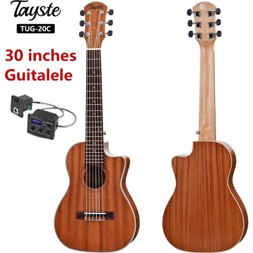 Guitalele Guilele 30 Inches Cutaway Sapele Mini Electric Guitarlele Baritone Acoustic Guitars 6 Strings Ukulele Travel Guitar