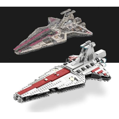 MOC Space War Destroyer Model UCS Micro Venator Class Republic Attack Cruiser Building Blocks Space Ship Bricks Toy Kids Gift