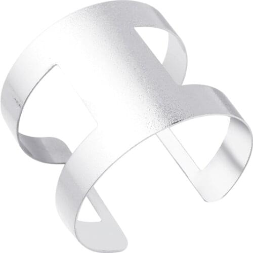 Dayoff Fashion Simple Open Cuff Bangles Bracelets For Women Jewelry I-shaped Hollow Metalminimalism Wide Bracelets B64