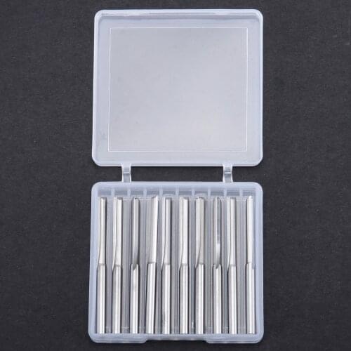 10pc 3.175mm Shank 2 Flute Straight End Mill Set Tungsten Carbide Milling Cutter CNC Router Bits Engraving Cutters End Mill Tool