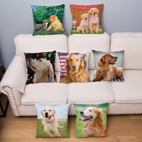 Golden Retriever Dog Pillow Cover Super Soft Short Plush Throw Pillow Case 45*45cm Cushion Covers Sofa Home Decor Pillows Cases