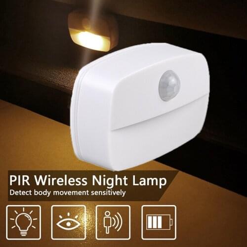 Night Light LED Infrared Automatic Induction Stair Light Warm White Wardrobe Cabinet PIR Night Light Indicator Bookcase Light