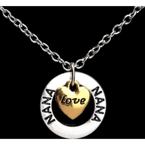 New Arrival Love Heart Charms Love NANA Pendant Chain Necklace Family Women Jewelry Grandmother Grandma Necklaces Gifts Collier
