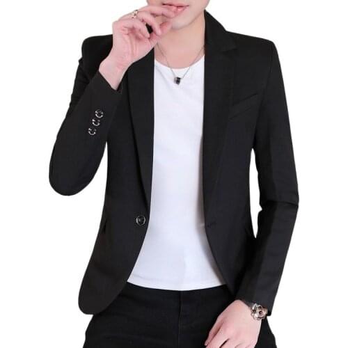 New Mens Blazers Coat Slim Fit One Button Suit Blazer Business Casua Blackl Blazer Wedding Prom Dinner Suits Male Korean Style
