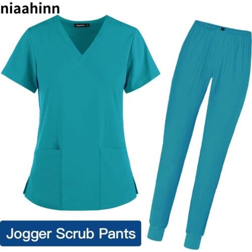 Solid Color Beauty Salon Nursing Uniform Jogging Pants Spa Uniform Pet Hospital Doctor Scrubs Women Uniform Dentist Work Clothes