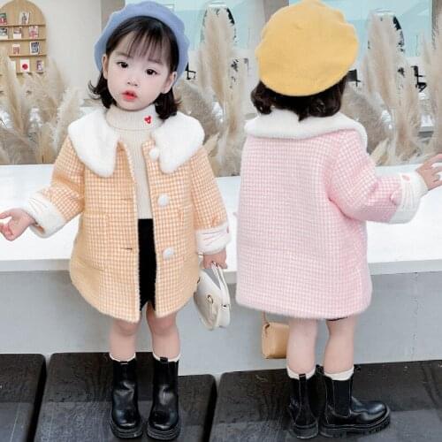 Girls Coat Kids Woolen Cloth 2021 Fur Thicken Warm Winter Autumn Kids Cotton Outwear Wool Fleece Childrens Clothing