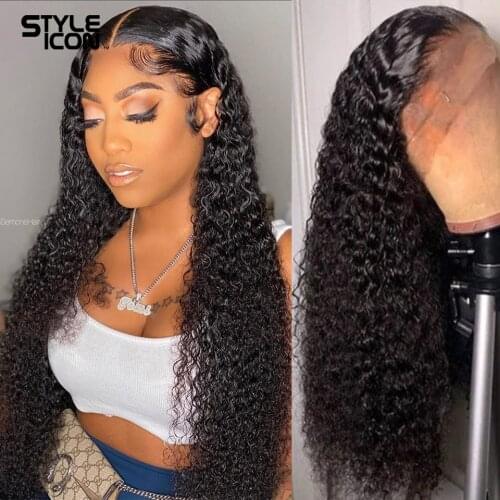 Styleicon Brazilian Curly Human Hair Wigs 13*4 /360 Lace Frontal Wig With Baby Hair Ear To Ear Lace Frontal Kinky Curly Wig