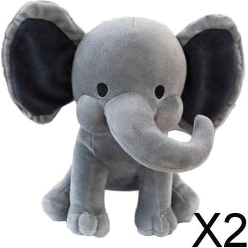 2xLovely 9.8 inches Elephant Doll Plush Stuffed Animal Toy Xmas Grey
