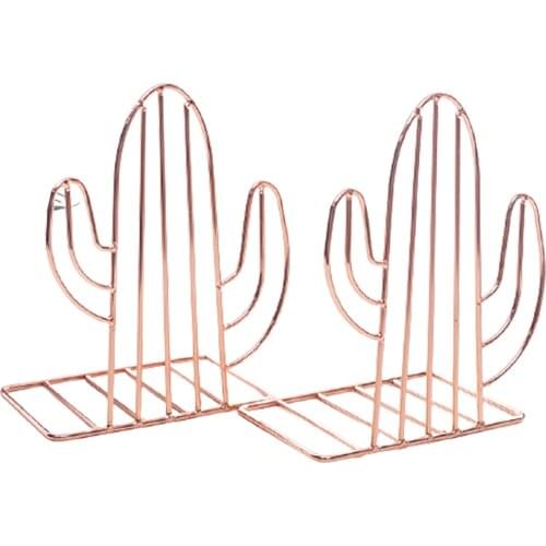2pcs/pair Plant Shaped Metal Bookends Book Support Stand Desk Organizer Storage Holder Shelf DU55