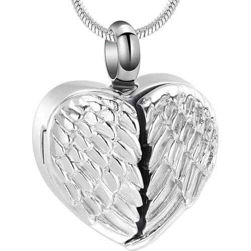 Angel Wings Cremation Jewelry for Ashes Stainless Steel Keepsake Urn Pendant Ashes Holder Memorial Urn Necklace for Human Pet