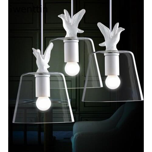 Bird Light Home Decor Pendant Lights Modern Glass Hanging Lamp Dining Room Kitchen Bedroom Light Fixtures Industrial Luminarias