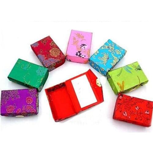 Portable Double Lipstick Tube Travel Jewelry Case Silk Brocade Cosmetic Storage Box Empty Lip Balm Packaging Container 12pcs/lot